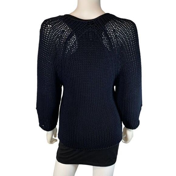 Oska Knit 3/4 Sleeve Button-up Cardigan Sweater Black Women's - Picture 5 of 10